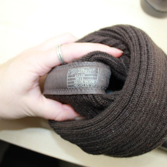 Lacoste Brown Ribbed Knit Mid Calf Leather Boots Size 7 - Picture 7 of 9